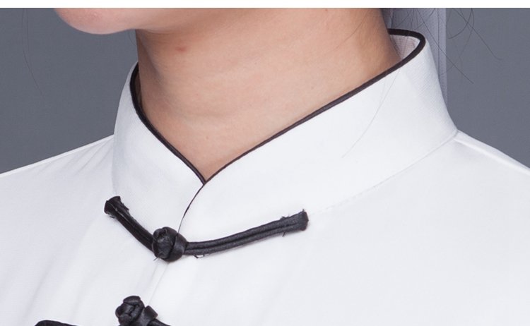 close-up of mandarin collar on tai chi outfit