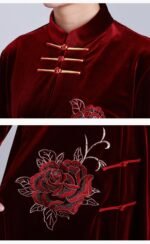 Velvet Tai Chi Outfit for Women – Embroidered Winter Martial Arts Set - Image 5