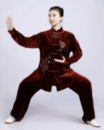 Velvet Tai Chi Outfit for Women – Embroidered Winter Martial Arts Set - Image 2