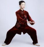 Velvet Tai Chi Outfit for Women – Embroidered Winter Martial Arts Set - Image 3