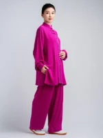Vibrant Tai Chi Outfit for Women – Bold Pink Flow Martial Arts Set