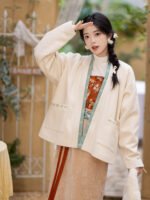 Winter Chinese Outfit for Women | Wool Short Coat and Skirt Hanfu Set