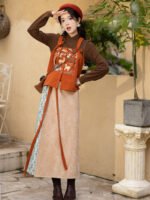 Winter Chinese Outfit for Women | Wool Short Coat and Skirt Hanfu Set - Image 4