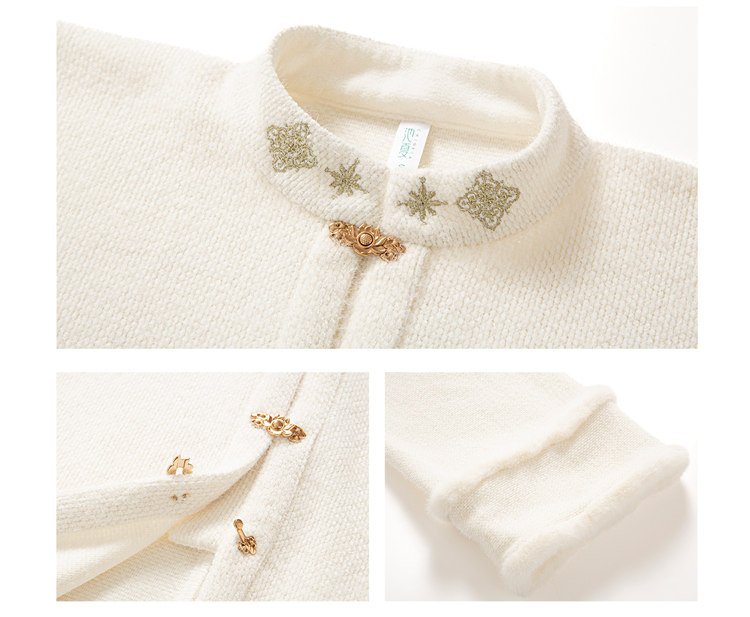 Close-up of collar, button, and sleeve from winter Hanfu jacket
