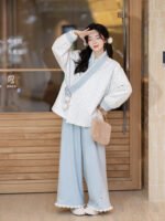 Winter Hanfu Lounge Set Jin-Style Jacket and Wide-Leg Pants - Image 3