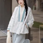Winter Hanfu Outfit for Women Blue & White Hanfu Jacket