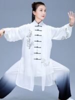 Women’s Tai Chi Uniform Pearl Elastic Cotton Suit for Men and Women