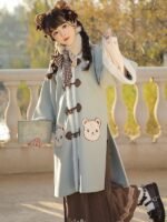 Winter Chinese Sweet Girly Lolita Style Hanfu Wool Blend Coat Women - Image 4