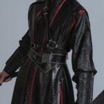Wuxia Style Hanfu Leather Waist Corset – Adjustable Wide Waist Cincher for Performance & Cosplay