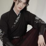 Men’s Wuxia Hanfu Robe with Embroidery for Performance
