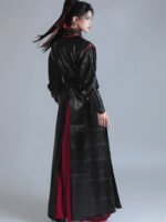 Wuxia Style Hanfu Leather Waist Corset – Adjustable Wide Waist Cincher for Performance & Cosplay - Image 4