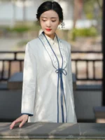 Zen Hanfu Cardigan Embroidered Open-Front Cotton Robe