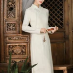 Zen Hanfu Dress Lightweight Wool-Blend Jacquard Long Dress