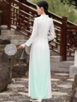 Gradient Chiffon Tea Dress Long Cheongsam Style - Image 5