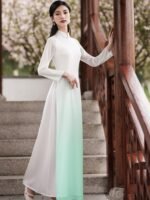 Gradient Chiffon Tea Dress Long Cheongsam Style - Image 2