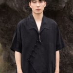Black Linen Shirt Chinese Style Tang Suit Shirt