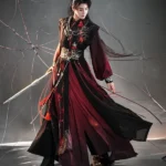 Black and Red Traditional Chinese Dress Male