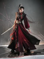 Black and Red Traditional Chinese Dress Male