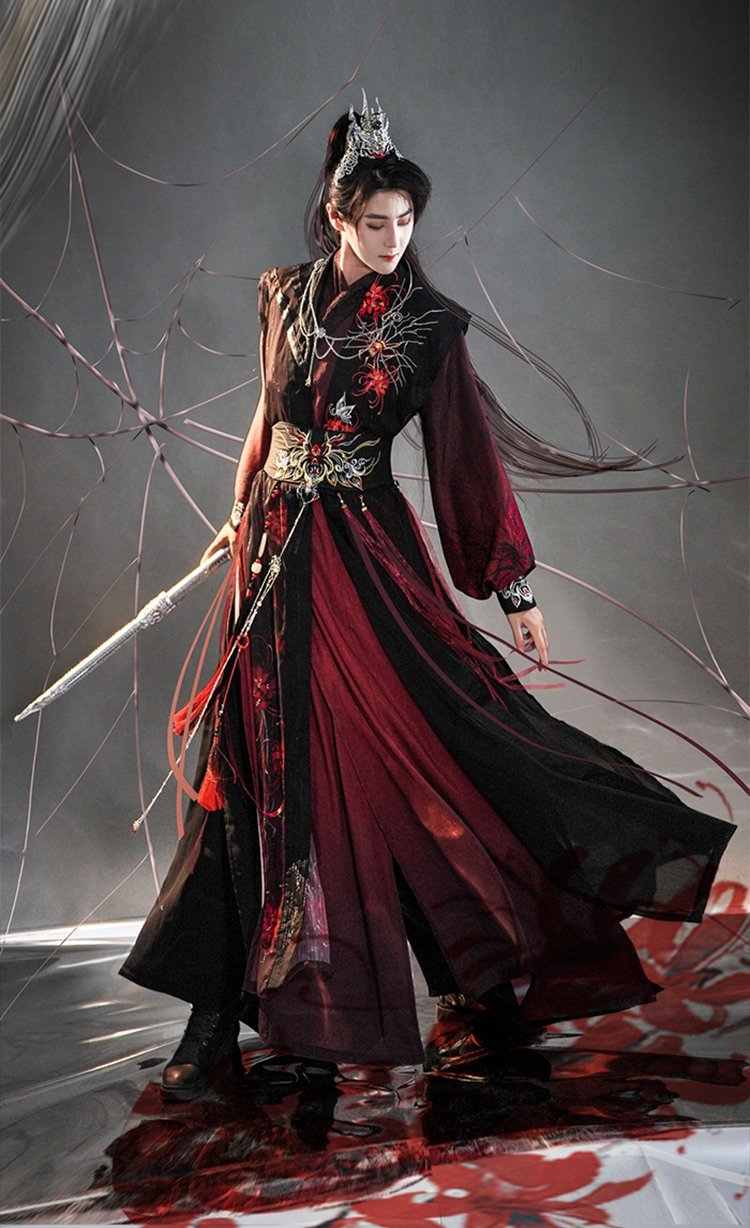 Black and Red Traditional Chinese Dress Male