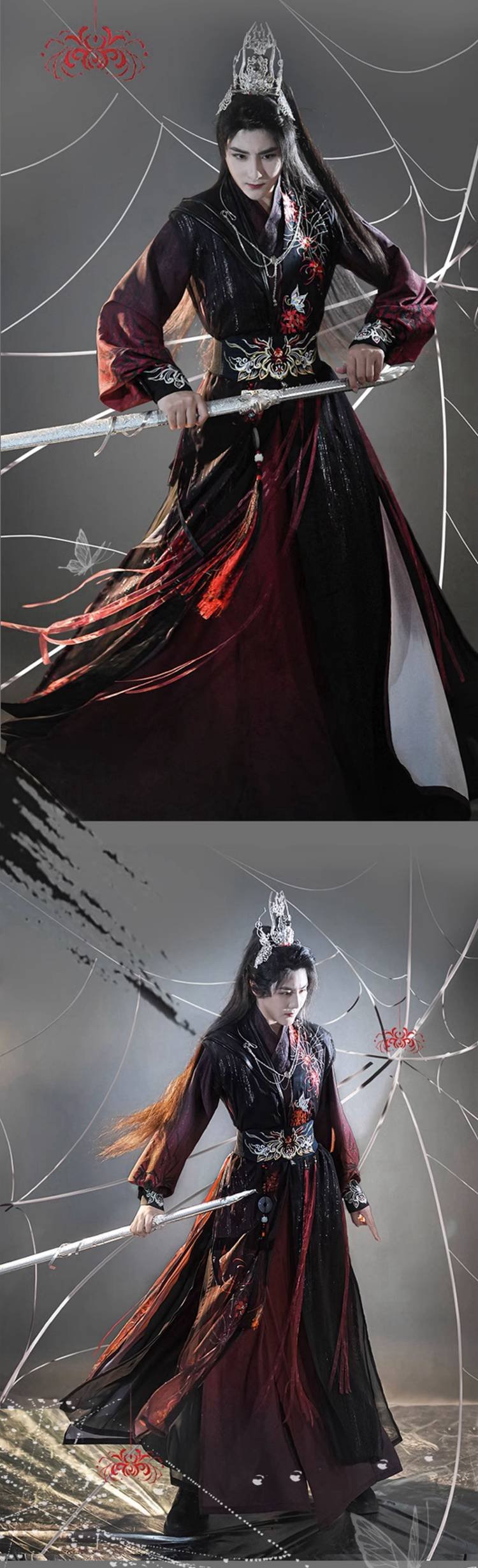 Black and Red Traditional Chinese Dress Male