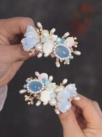 Blue Flower Hair Clip & Earring Set