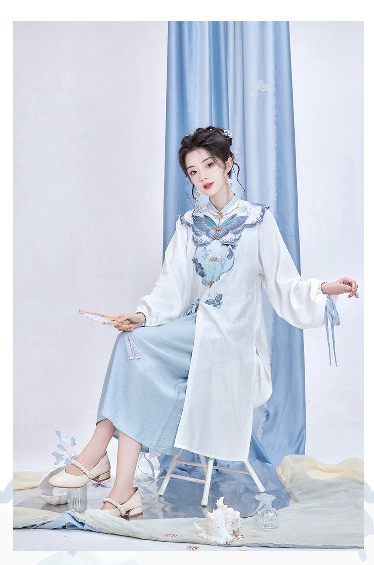 Chinese Hanfu Ming Dynasty Clothes Long Shirt With Dress