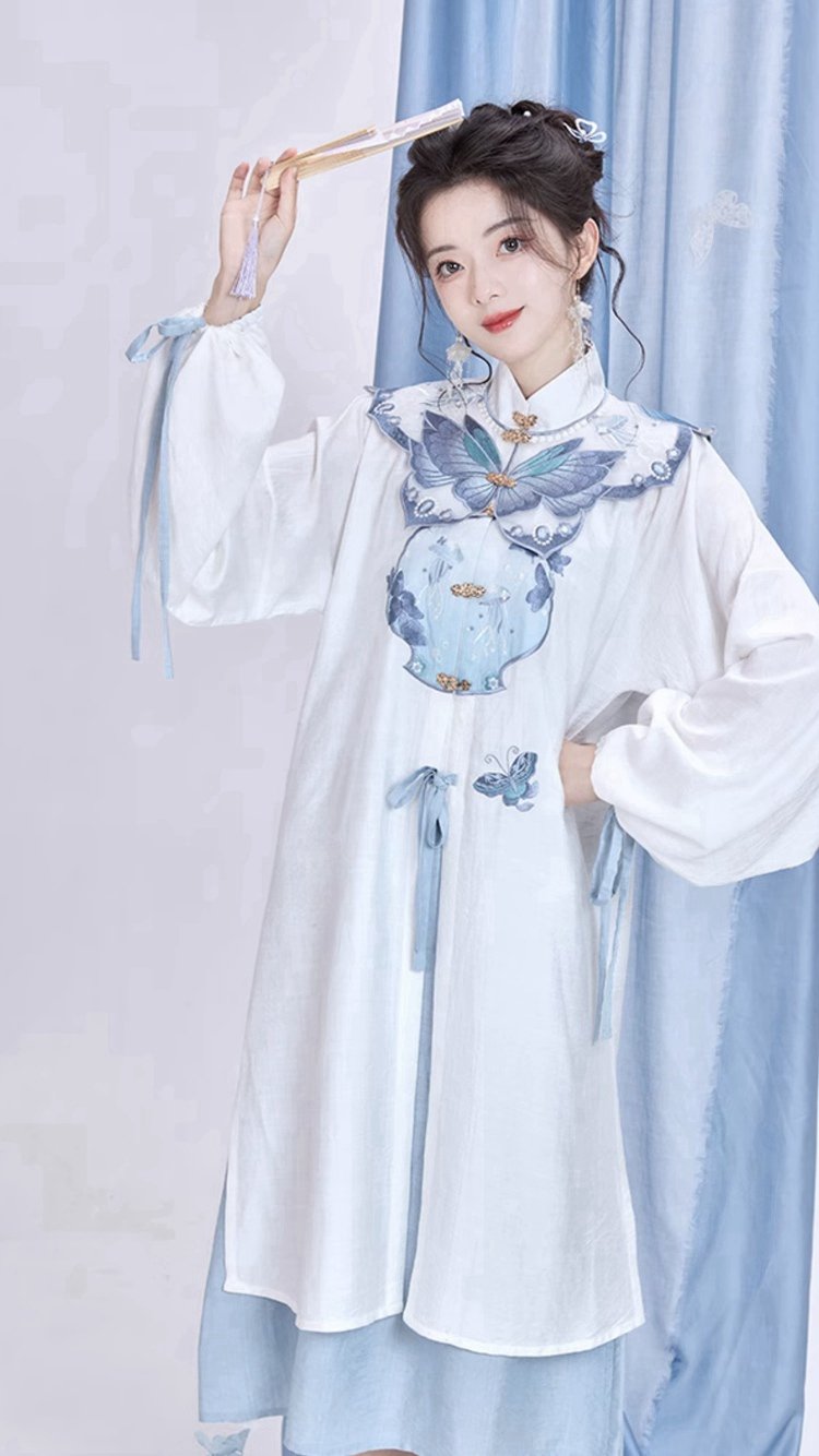 Chinese Hanfu Ming Dynasty Clothes Long Shirt With Dress
