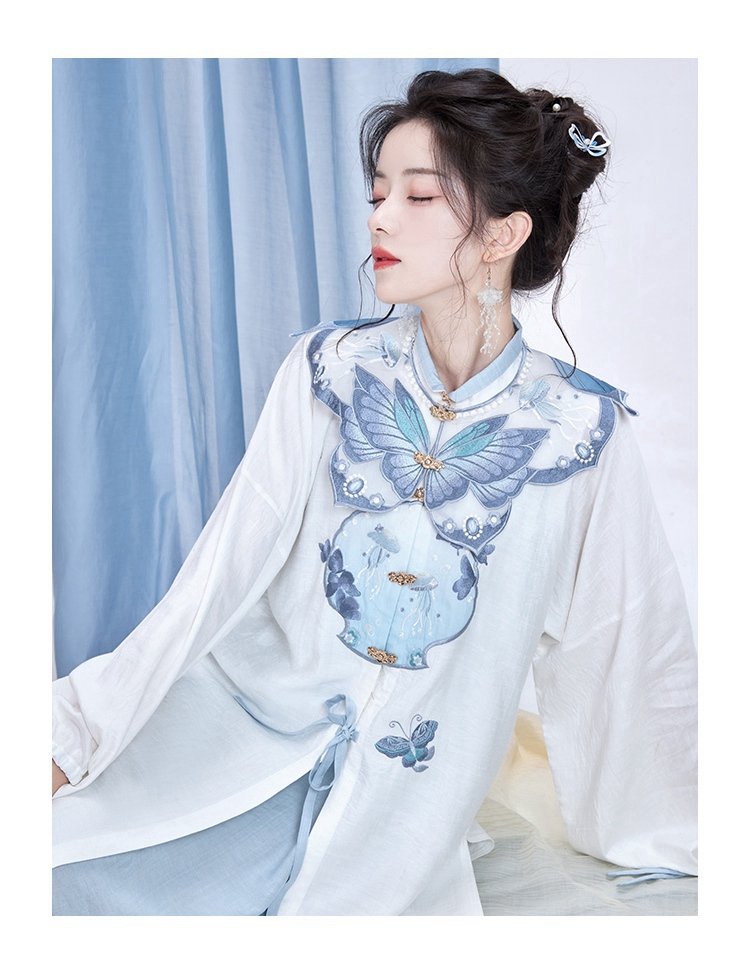 Chinese Hanfu Ming Dynasty Clothes Long Shirt With Dress
