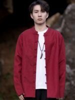 Chinese Linen Shirt Men Long Sleeve Tang Suit Shirt - Image 5