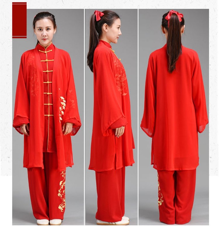Chinese Red Tai Chi Wear for Women and Men