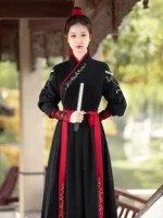 Chinese Style Black Hanfu Dress For Men And Women - Image 2