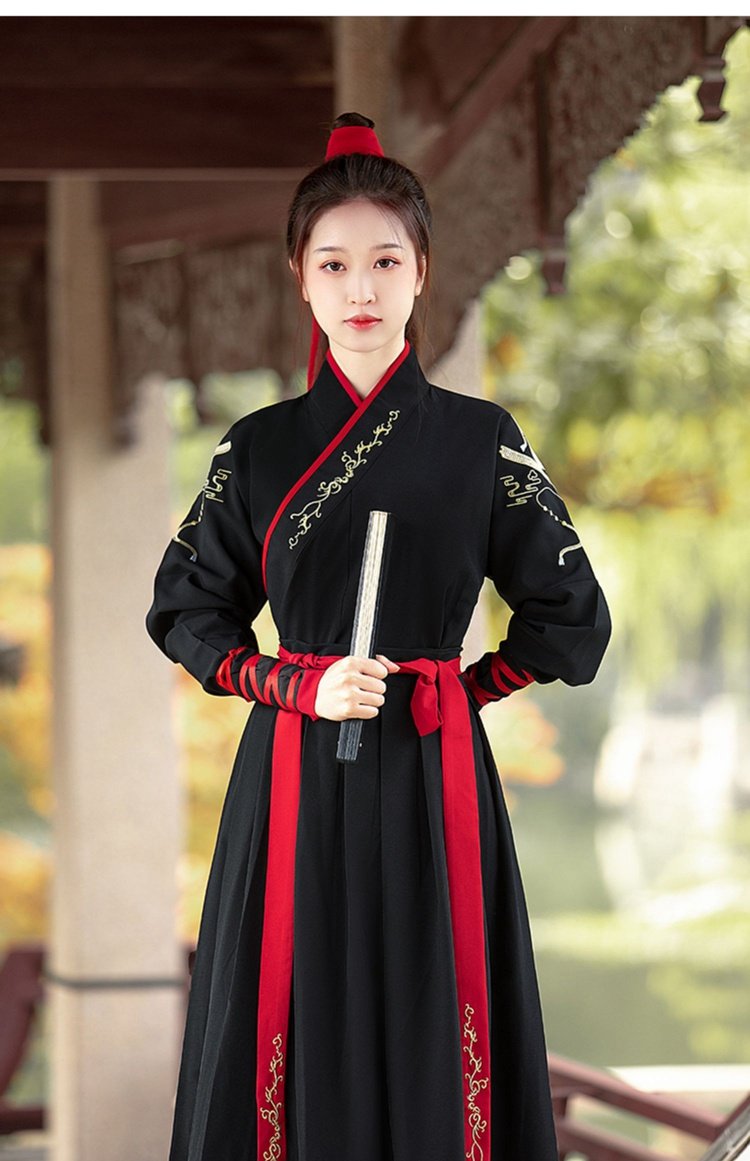 Chinese Style Black Hanfu Dress For Men And Women