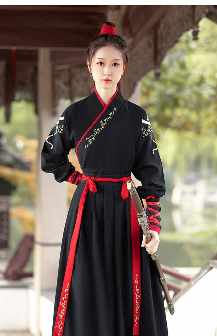 Chinese Style Black Hanfu Dress For Men And Women