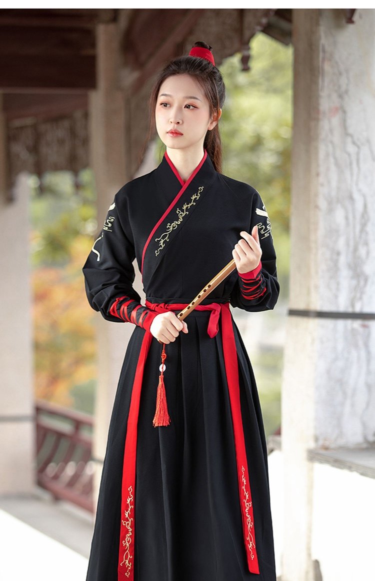 Chinese Style Black Hanfu Dress For Men And Women