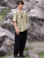 Chinese Style T Shirts For Men Tang Suit Top - Image 2