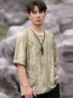Chinese Style T Shirts For Men Tang Suit Top - Image 4