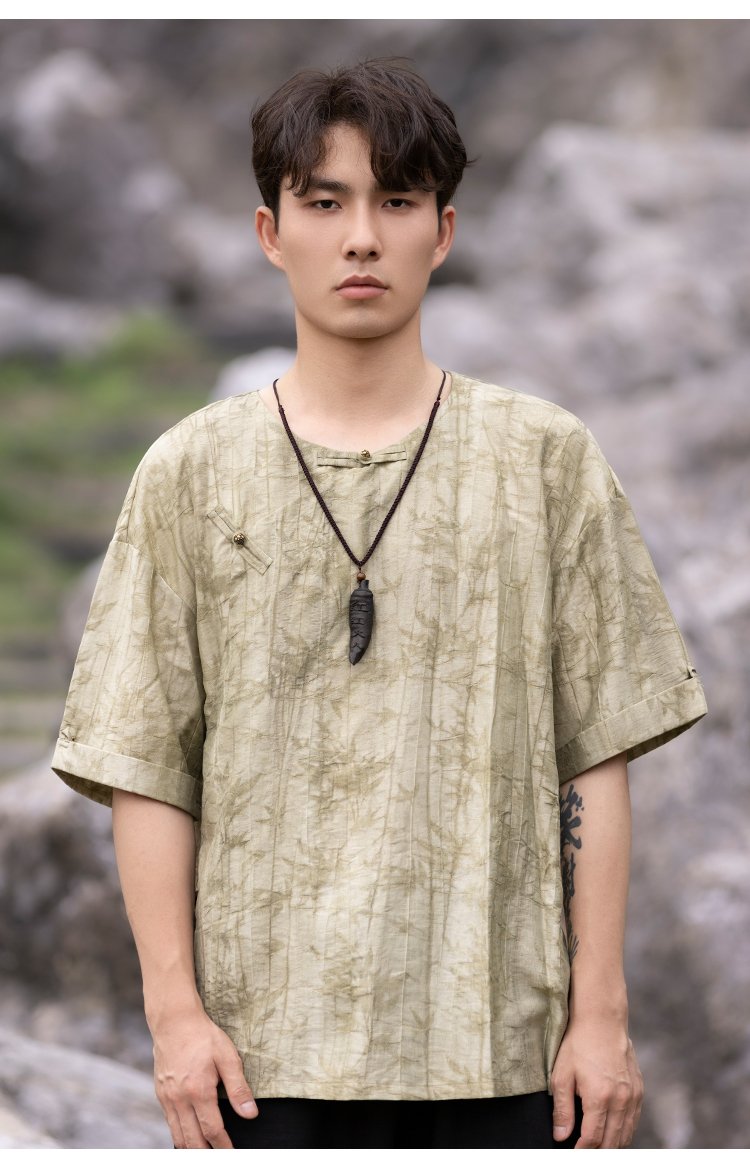 Chinese Style T Shirts For Men Tang Suit Top