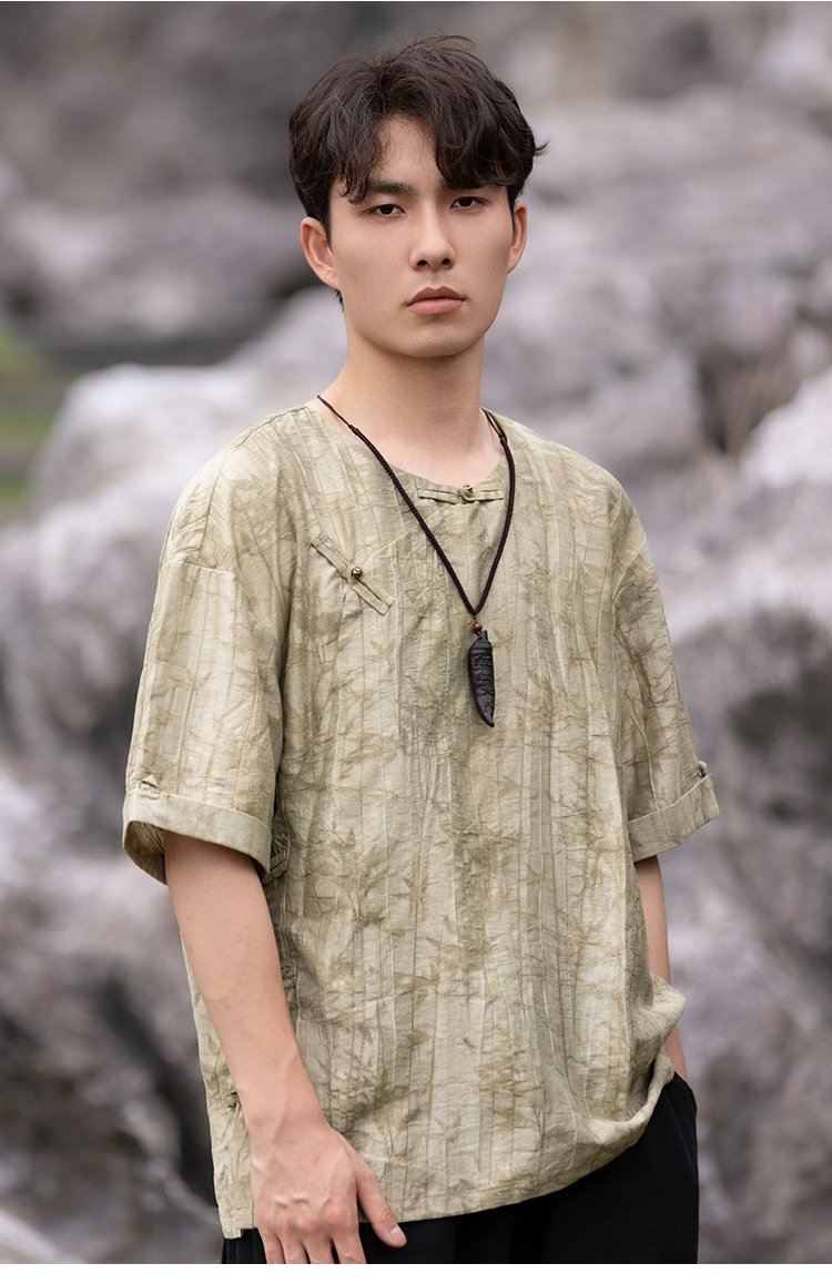 Chinese Style T Shirts For Men Tang Suit Top