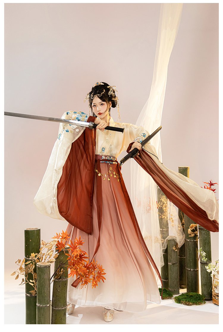 Chinese Traditional Han Clothing Embroidery Hanfu Set