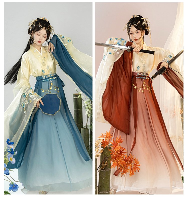 Chinese Traditional Han Clothing Embroidery Hanfu Set