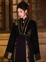 Embroidered Black Modern Hanfu Dress - Image 2