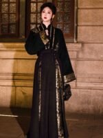 Embroidered Black Modern Hanfu Dress - Image 3
