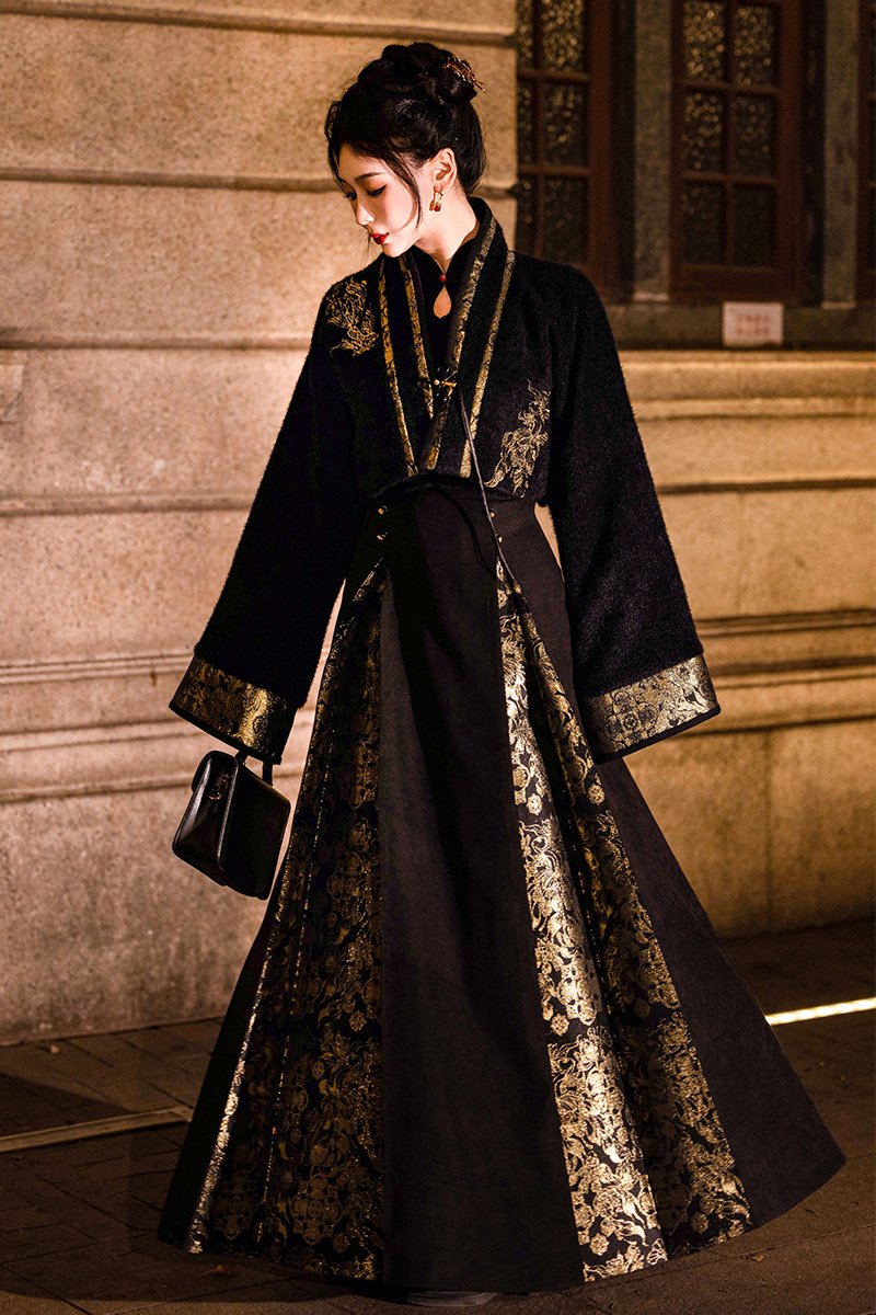 Embroidered Black Modern Hanfu Dress
