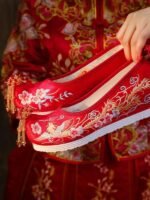 Embroide Red Shoes For Women Ancient Style Hanfu Shoes