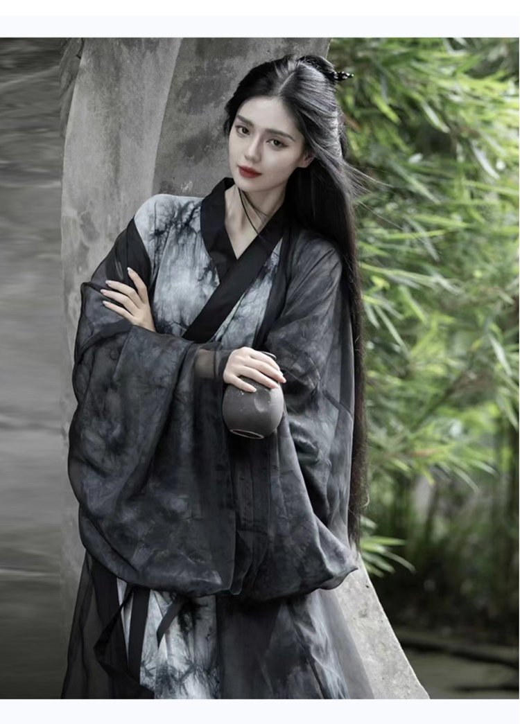 Female Chinese Traditional Dress Ancient Black Hanfu
