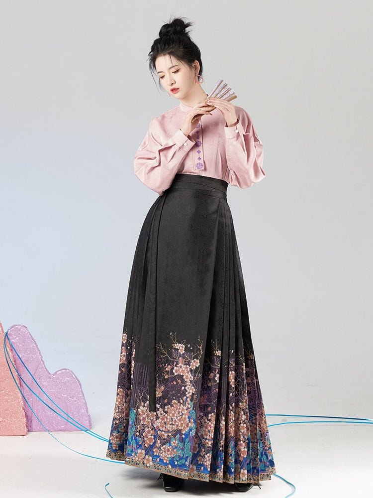 Hanfu Top and Ming Style Ma Mian Skirt Set