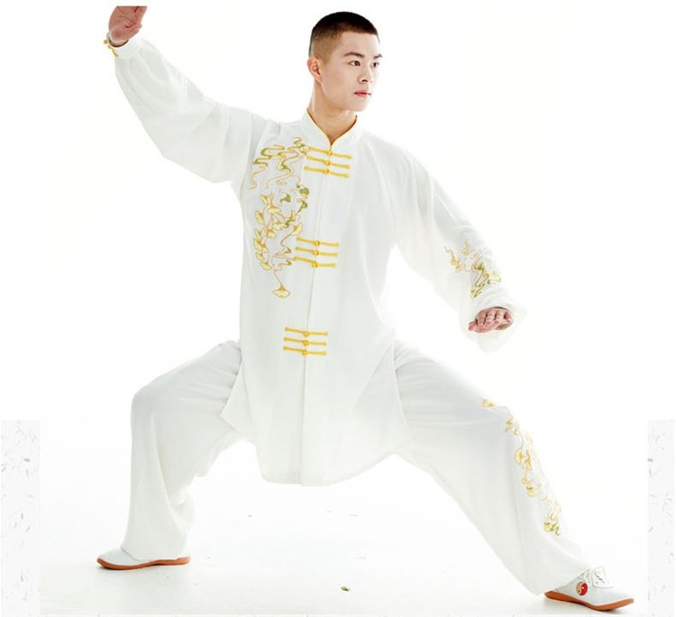 Long Style Tai Chi Costume Embroidered Performance Clothing
