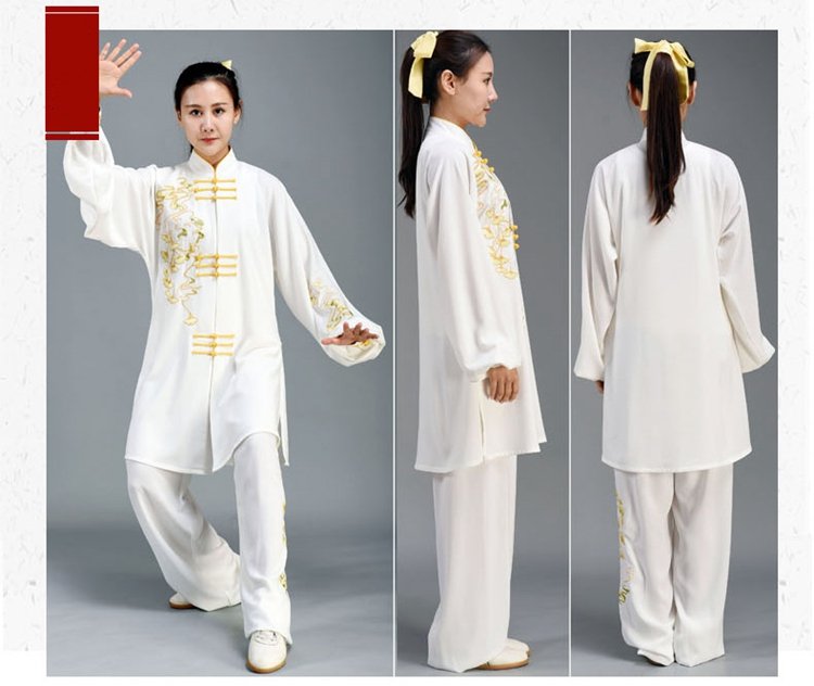 Long Style Tai Chi Costume Embroidered Performance Clothing