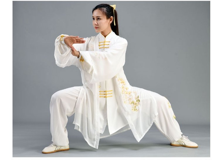 Long Style Tai Chi Costume Embroidered Performance Clothing