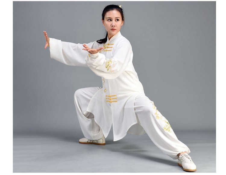 Long Style Tai Chi Costume Embroidered Performance Clothing